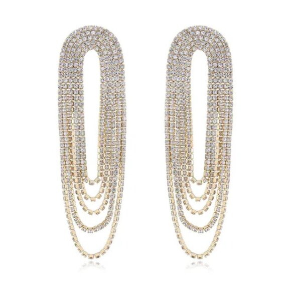 NEW ETTIKA Crystal Drape Fringe Earrings - Picture 1 of 2
